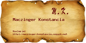 Maczinger Konstancia névjegykártya